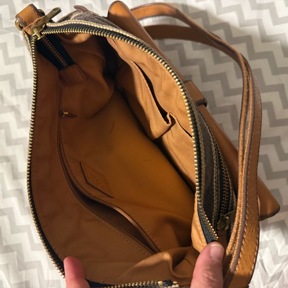 Fossil Kinley Striped Canvas and Leather Crossbody/Shoulder bag - Picture 5 of 5